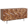 Miniatyrbillede 7 af 7: Rootz skænk 144x72x47 cm massivt sheesham træ - metal skænk - kommode med tre låger - Kommode skab træ moderne - Stå skab stue