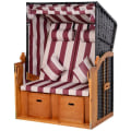 Miniatyrbillede 4 af 11: Rootz Strandstol - Lænestol - Liggestol - Kopholdere - Fodstøtte - Baldakin - Justerbart ryglæn - Rattan - Rød - Hvid - Metal - Træ - 118 x 79 x 150 c