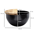 Miniatyrbillede 3 af 6: Rootz Sofabord - Opbevaringsplads - Sofabord - Sidebord - Rundt - Sort - Brun - Mangotræ - Metal - 60 x 60 x 34 cm