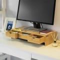 Miniatyrbillede 1 af 7: Rootz Bamboo Monitor Stand Computer Screen- Monitor Stand Monitor Riser Desk Organizer med 3 skuffer
