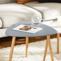 Miniatyrbild 6 av 9: Rootz 2-delade häckbordsset - Sidobord - Soffbord - MDF och bambu - Mångsidig användning - Utrymmesbesparande design - Ljusgrå-Vit - 55cm x 45cm x 53c