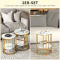 Miniatyrbillede 4 af 10: Rootz 2 -stykke sæt Round Side Bord - Sofaborde - Marmorudseende - Dobbelt lagerplads - Ø45 x 55H CM & Ø40 X 50,5 timer cm