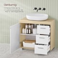 Miniatyrbillede 3 af 8: Rootz MDF vask underskab - Badeværelsesvask - Opbevaringsenhed - Cloud White-Natural Beige - Medium Density Fiberboard - 30cm x 70cm x 64cm - 20cm x 1
