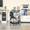 Miniatyrbillede 2 af 7: Rootz 3 Tier Metal Servering Trolley - Kitchen Cart - Utility Trolley - 2 Bestikstativ - 51,5L x 32W x 75,6h cm - Sort