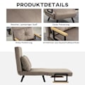 Miniatyrbillede 6 af 9: Rootz sovestol - Cabriolet sovesofa - Justerbart ryglæn - Robust stålstel - Plys polstring - Lysebrun - 63W x 73D x 81H cm
