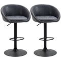 Miniatyrbillede 1 af 7: Rootz Barstol - Sæt med 2 barstole - Højdejusterbar - 360 graders drejelig design - Grå - 57cm x 50cm x 84-104cm