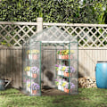 Miniatyrbillede 2 af 11: Rootz Walk-In Film Drivhus - Haveskur - Plantehus - Forlænger vækstsæsonen - 6 hylder - Roll-Up lynlåsdør - 143 cm x 143 cm x 195 cm