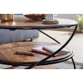 Miniatyrbillede 2 af 7: Rootz sofabord 58x58x40,5 cm massivt sheesham træ - metal med opbevaringsplads - Stuebord Massivt sofabord - Lille bord sidebord stue moderne - Rundt