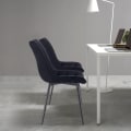 Miniatyrbillede 2 af 7: Rootz Sæt med 4 spisestuestole - Fløjlssæde - Metalben - Komfortable, Holdbare, Alsidige - 46 x 40,5 cm Sæde - Samlet højde 85,5 cm