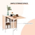 Miniatyrbillede 5 af 11: Rootz Folding Table - Dining Table - Side Tables - Storage Space For Living Room - Kitchen - Oak Wood - Metal Frame - Natural/White - 169 x 62 x 75 cm