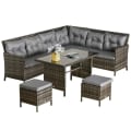 Miniatyrbillede 7 af 7: Rootz 6-delt siddesæt - Havesæt - Sofasæt - Havemøbelsæt Lounge - Polyrattan - Grå - 110,5L x 62W x 82H cm