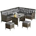 Pikkukuva 7 / 7: Rootz 6-osainen istuinsetti - Puutarhasetti - Sohvasetti - Puutarhahuonekalusetti Lounge - Polyrottinki - Harmaa - 110,5L x 62L x 82K cm