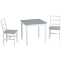 Miniatyrbild 1 av 6: Rootz Matset - 2 personer - Matrum - 2 stolar - Köksbord - 1 bord - Furu - Vit + Grå - 75L x 75W x 73H cm