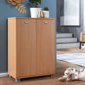 Miniatyrbillede 3 af 4: Rootz design skoskab moderne træ bøg 12 par sko 4 rum 2 døre - Skohylde 60 x 90 x 35 cm pladsbesparende - Sko kommode med hylde