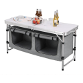 Miniatyrbild 4 av 9: Rootz justerbart campingbord - Bärbart hopfällbart bord - Utomhusmatbord - Justerbart i höjdled, integrerad förvaring, enkelt underhåll - 47 cm x (62