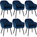 Miniatyrbild 1 av 7: Rootz Set med 6 matstolar - Sammetsklädd - Köksstolar - Ergonomiskt stöd - Enkel montering - Hållbar konstruktion - 81cm x 40cm x 40cm