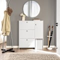 Miniatyrbild 4 av 8: Rootz Skoskåp med pall - Skokipper - Skobyrå - Utrymmesbesparande design - Bekväma sittplatser - Mångsidig förvaring - Vit MDF - 95cm x 121cm x 30cm