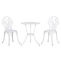 Miniatyrbillede 1 af 5: Rootz 3-delt havebordssæt - Bistrosæt - Bord - Stol - Udskåret trædesign - Aluminium - Hvid - Ø60 x 67H cm
