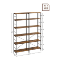 Miniatyrbillede 3 af 6: Rootz Reol - Reol med 6 niveauer - Bogreol - Træreol - Moderne reol - Vægmonteret reol - Spånplade - Stål - 30 x 120 x 172,5 cm (D x B x H)
