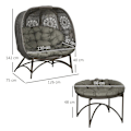 Miniatyrbillede 3 af 5: Rootz Havemøbelsæt - 2 kurvestole - Sidebord - Sammenfoldelig - Sædehynder - Metalstel - Stål-Polyester - Sand - 110w X 52d X 40h Cm