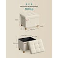 Pikkukuva 3 / 6: Rootz Storage Ottoman - Jalkatuki - Pehmustettu jakkara - MDF-kangas - 25D Foam - 32cm x 40cm x 33,5cm - Kermanvalkoinen