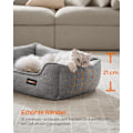 Miniatyrbillede 3 af 8: Rootz lysegrå hundeseng - kæledyrsseng - polstret måtte - imiteret linned - plys - PP polstring - skridsikkert stof - 60 cm x 50 cm x 21 cm