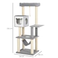 Miniatyrbillede 2 af 8: Rootz Scratching Cat Tree Climbing - Grå, Hvid - Spånplade, Sisal, Plys - 23,22 cm x 148,89 cm x 61,02 cm