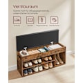 Miniatyrbillede 4 af 6: Rootz Vintage Brown Shoe Rack bænk - Entryway bænk - Opbevaringsbænk - Spånpladekonstruktion - Skumpude - PU polstring - 30cm x 100cm x 44cm