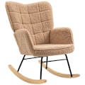 Miniatyrbillede 9 af 9: Rootz Retro gyngestol i massivt træ - Hvilestol - Afslapningsstol - Elegant design - Buede træløbere - Tyk polstring - 92 cm x 71 cm x 101 cm - Brun