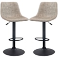 Miniatyrbillede 1 af 11: Rootz Justerbar drejelig barkrakker Set - Retro køkken afføring - Faux læderstænger - Højde Justerbar - 42x47.5x90.5-111.5 cm brun -sort