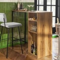Miniatyrbild 4 av 8: Rootz Modern Barbord - Köksö - Matbord - Industriell design - Rymlig förvaring - Vinglashållare - Flaskställ - 110cm x 105cm x 50cm