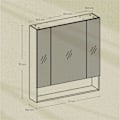 Miniatyrbillede 3 af 5: Rootz badeværelse skab med 3 døre - Mirror Cabinet - Badeværelsesopbevaring - Rumbesparende design - 16,5 cm x 70 cm x 75 cm