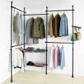 Miniatyrbild 2 av 9: Rootz Justerbar Garderob Organizer - Klädhylla System Rack - Hängskena Teleskopiska förvaringshyllor