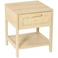 Miniatyrbillede 1 af 8: Rootz Bedside Table - Bedside Table - Bedside Table - Side Table - Drawer Storage Shelf - Natural - 40 x 40 x 48 cm