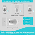 Miniatyrbillede 5 af 9: Rootz Soft Close toiletlåg - D Shape Badeværelsessæde - Quick Release Funktion - Antibakteriel beskyttelse - 41-46cm x 36cm - Hvid