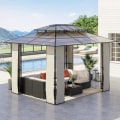 Miniatyrbillede 2 af 7: Rootz Havepavillon - Lysthus med solsejl - Lavet af polykarbonatpaneler - UV-beskyttelse - Vandafvisende - Robust - Brun + Lysegrå - 3,65 x 3 x 2,75 m