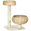 Miniatyrbillede 1 af 8: Rootz Kradsestolpe - To kattesenge - Med vaskbare puder - To kradsestolper - Legetøjskugle - Beige/Cremehvid - 48 x 48 x 72 cm