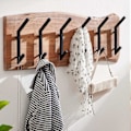 Miniatyrbillede 2 af 7: Rootz design knagerække akacie massivt træ - metal 100 x 29 x 12,5 cm - Krogestang hall knagerække væg - Garderobe træ