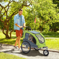 Pikkukuva 7 / 8: Rootz Pet Trailer - Koiran perävaunu - Liukuva toiminto - Taitettava - Sadesuoja - Heijastimet - Vihreä + harmaa - 155 x 83 x 108cm