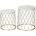 Miniatyrbillede 1 af 8: Rootz Terrassebord - Havebord - Sidebord - Sofabord - Marmor & Guldeffekt - Stål - Guld/Hvid - 41 x 46cm & 35 x 38,5cm