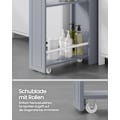 Miniatyrbillede 4 af 8: Rootz Dove Grey smalt badeværelsesskab - Opbevaringsskab - Organizer - MDF-materiale - Letvægts - Pladsbesparende - Nem montering - 40cm x 18cm x 70cm