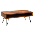 Miniatyrbillede 1 af 7: Rootz sofabord 100x40x50 cm Sheesham massivt træ - metal sofabord - Design sofabord rektangulært Massivt sofabord - Stort bord stue