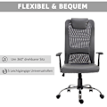 Miniatyrbillede 6 af 9: Rootz Kontorstol Executive - Grå - Skum, Læder, Metal - 25,59 cm x 23,94 cm x 48,03 cm