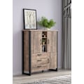 Pikkukuva 3 / 7: Rootz Cozy Highboard - Storage Cabinet - Wardrobe - Sideboard - Dresser - Credenza - Buffet - Brown - 138x155x45cm