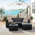 Miniatyrbillede 4 af 8: Rootz 4-delt havemøbelsæt - Udendørs sofa - Fodskammel - Sofabord - PE polyrattan - VFT polstring - 60cm x 173cm x 66cm