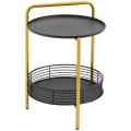 Miniatyrbillede 7 af 7: Rootz Sidebord - 2-i-1 Design - Industrielt Design - Serveringsbakke + Sidebord 1 Hylde - Stål - Guld + Sort - 43L x 45W x 61,5H cm