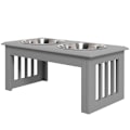 Miniatyrbillede 1 af 10: Rootz Hundefoderstation - Hævede hundeskåle - Rustfri stålskåle - MDF-hus - Hygiejnisk - 58,4 cm x 30,5 cm x 25,4 cm