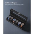 Miniatyrbild 5 av 7: Rootz Watch Box Organizer - Smyckesförvaringsfodral - Vitrinsfodral - MDF-konstruktion - Sammetsfoder - PU-överdrag - Glaslock - 11,2 cm x 30 cm x 8 c