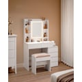 Miniatyrbillede 2 af 8: Rootz LED sminkebord - Sminkebord - Makeup skrivebord - Cloud White - Moderne design - 40 cm x 97,5 cm x 145 cm