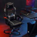 Miniatyrbild 2 av 7: Rootz Gaming stol - Kontorsstol - Snurrstol - Fotstöd - Nackstöd - Svankdyna - Ergonomisk - Höjdjusterbar - Svart - 67 x 66 x (116-126) cm